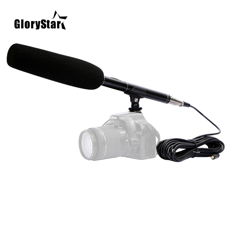 2 in1 Phone Interview Shotgun Microphone Directional Camera Recording Video Mic for iPhone Samsung Nikon Canon DSLR DV Condenser