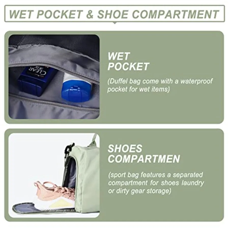 Weekender Duffel Bags for Women Men, Travel Totes Bag for Airplane, Cute Sports Gym Dance Overnight Luggage Bag with Wet Pocket view 6
