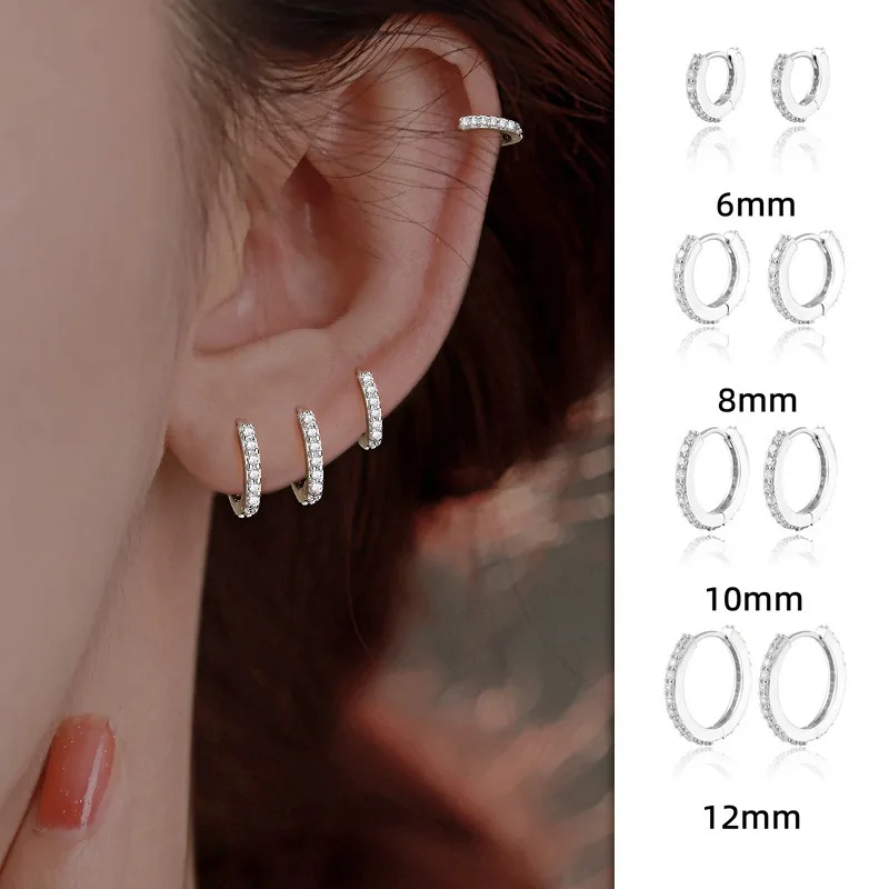 

925 Sterling Silver Rhinestone Crystal Hoop Earrings for Women Girls Newest Luxury Romantic Earrings Fashion Jewelry Gifts