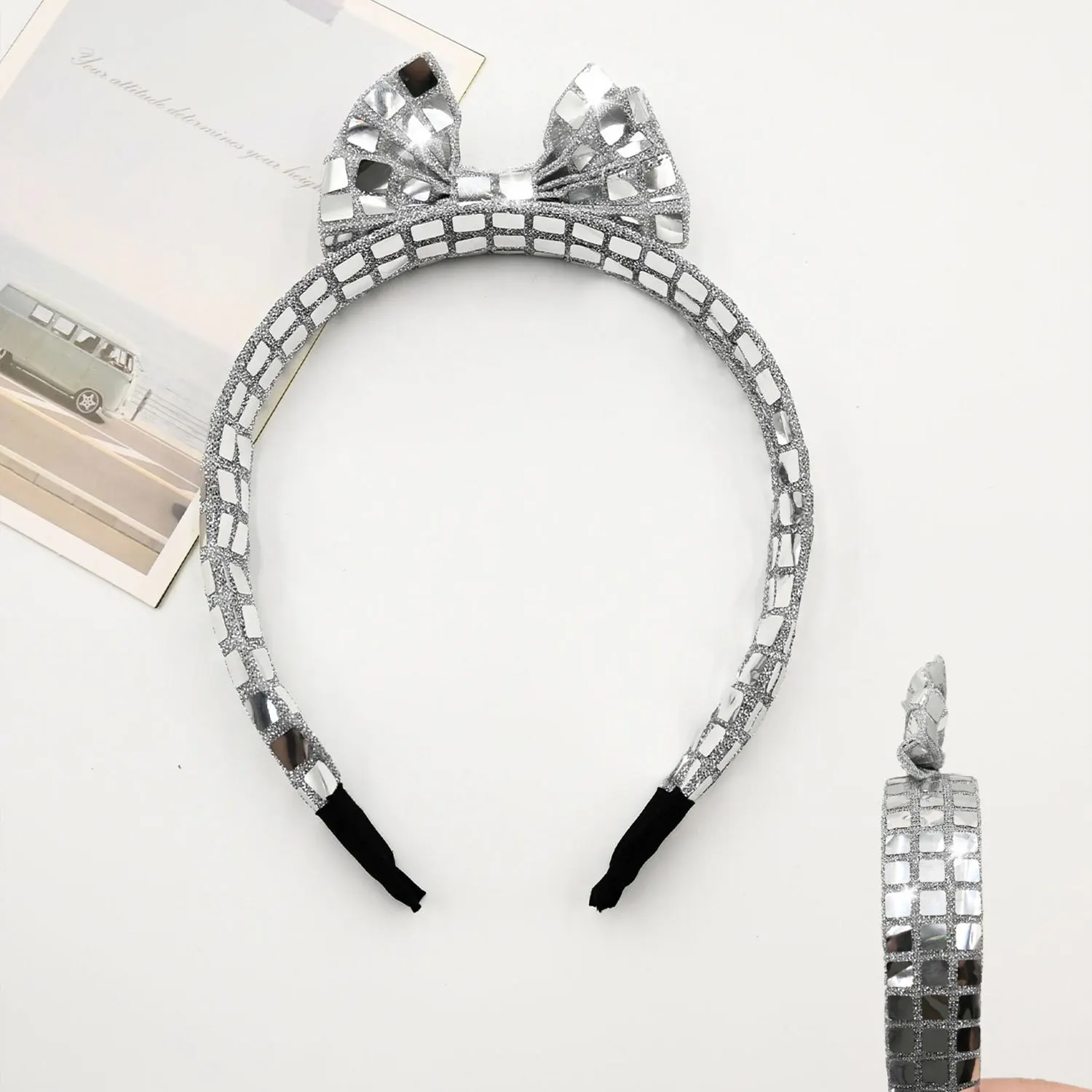 Fabric Square Sequin Headband for Women Light Luxury Hair Hoop Elegant Headpiece Hair Accessory for Daily Wear view 3
