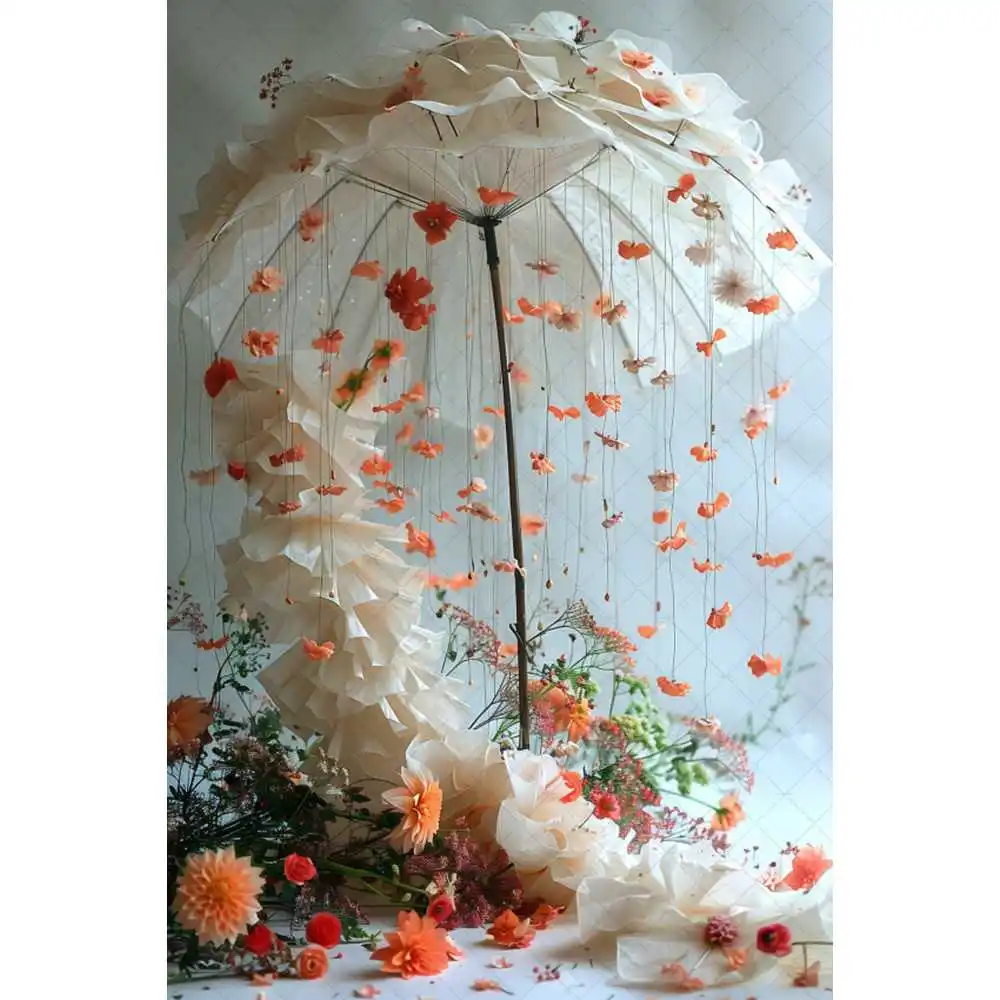 Beautiful Flower Umbrella Petals Photo Banner Girl Birthday Party Decoration Banner Baby Bath Photography Studio Supplies