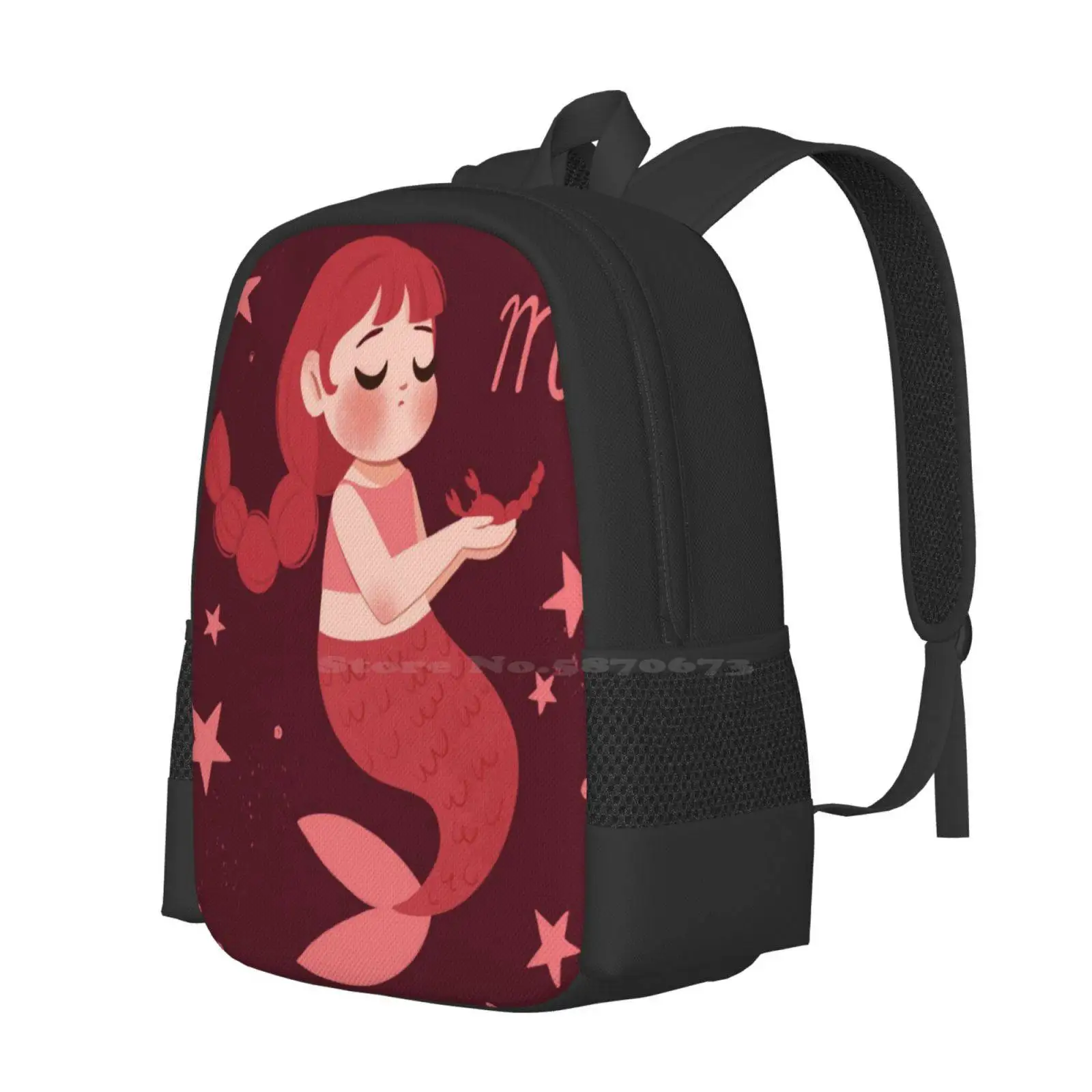 Scorpio Mermaid New Arrivals Unisex Bags Student Bag Backpack Mermaid Cosmic Zodiac Sign Horoscope Cute Girl Stars Little