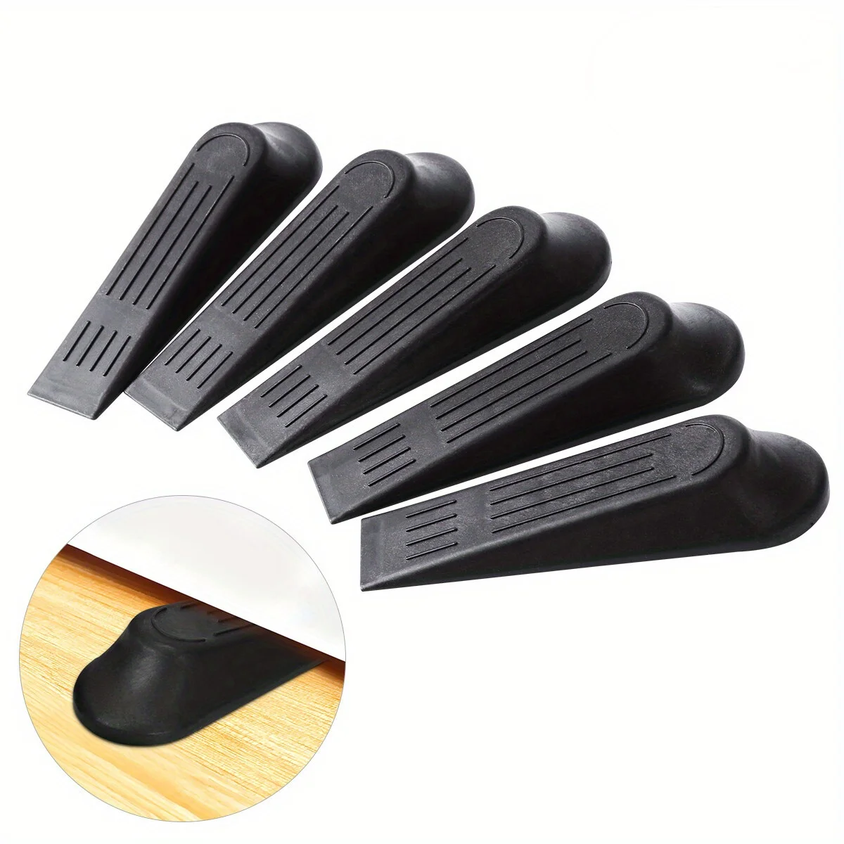 5Pcs Heavy Duty Door Stopper Wedge Anti Slip Wear Resistant Floor Carpet Home Office Reusable Stackable Security Holder