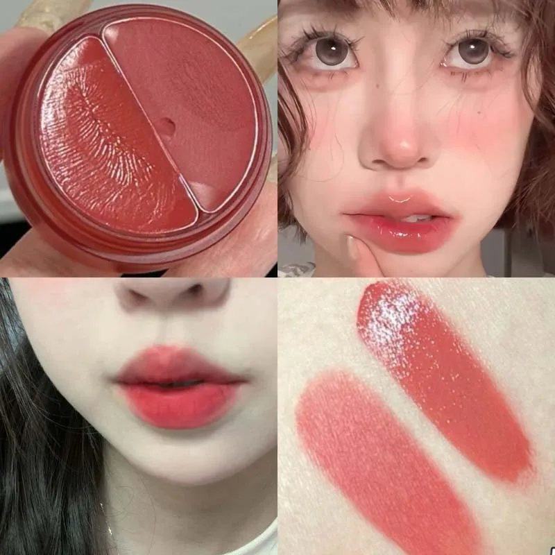 Enlatado lama labial blush creme rosto blush hidratante sombreamento batom bochecha matiz duradouro lipgloss maquiagem original blush paleta