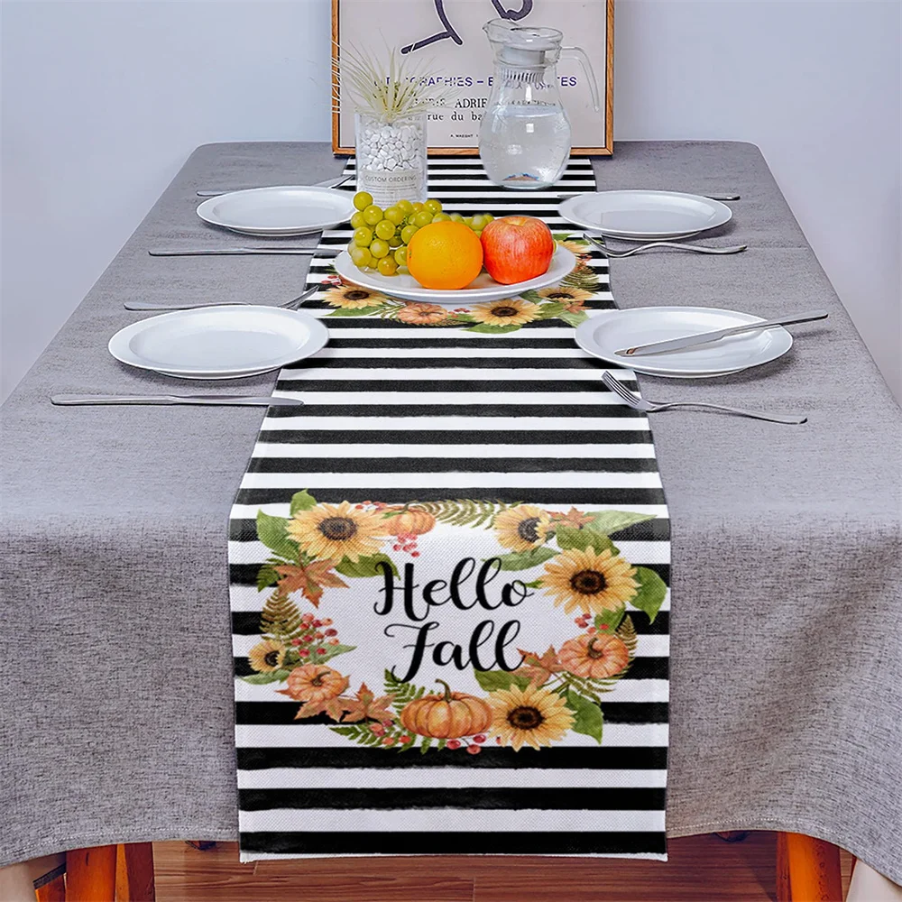 Thanksgiving Pumpkin Carrot table flag Rabbit pineapple Sunflower table runner Thanksgiving Fall Harvest Festival table flag