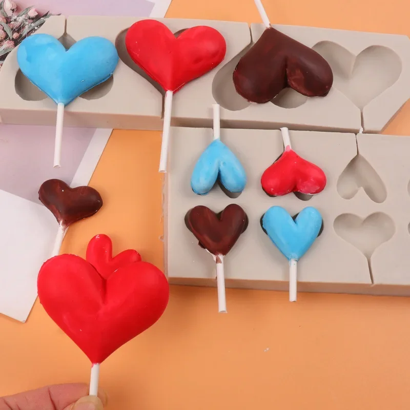 Love Chocolate Silicone Mold，Diy Handmade Lollipop Mold，Heart-shaped Fondant Mold Cake Decoration Accessories Valentine\'s Day
