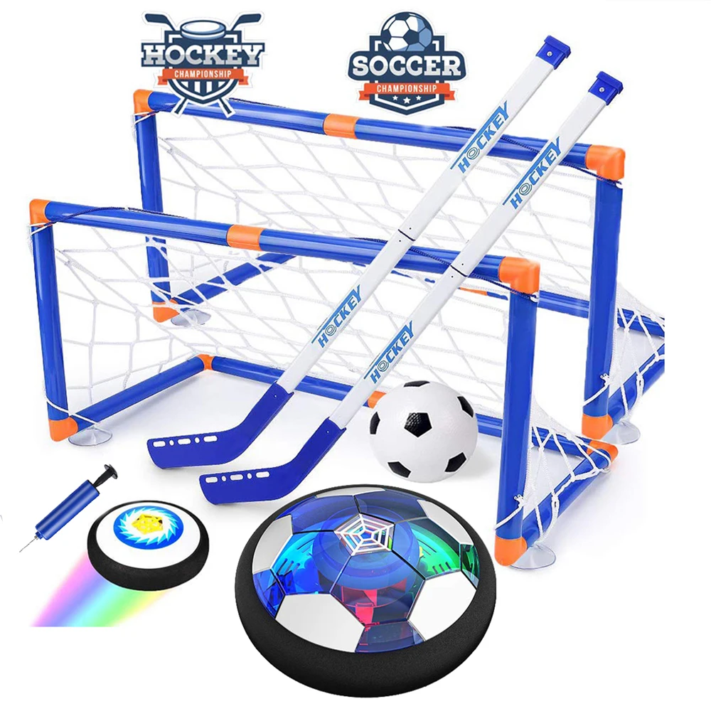 

2 in 1 new air hover hockey and rechargeable hover soccer set family indoor sport toys