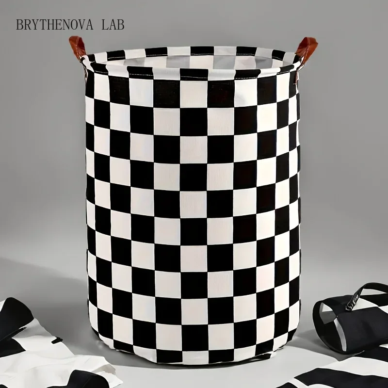 Foldable Checkered Laundry Basket Clothing Storage for Storage Bin Toy Car Bins Gift Baskets Bedroom Clothes Boys Nursery Hamper