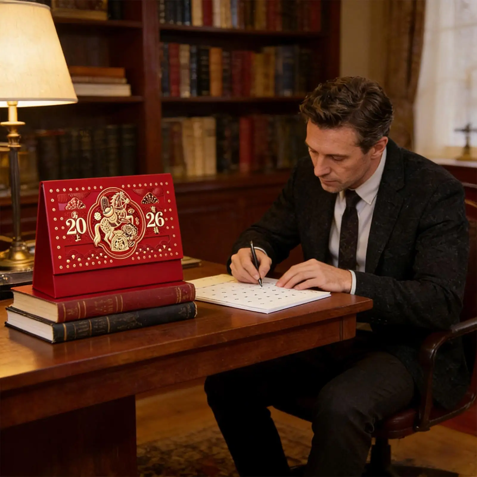 

2026 Monthly Calendar Spring Festival Ornament Lunar New Year Desktop Monthly Calendar For Students Kids Teens Adults Friends