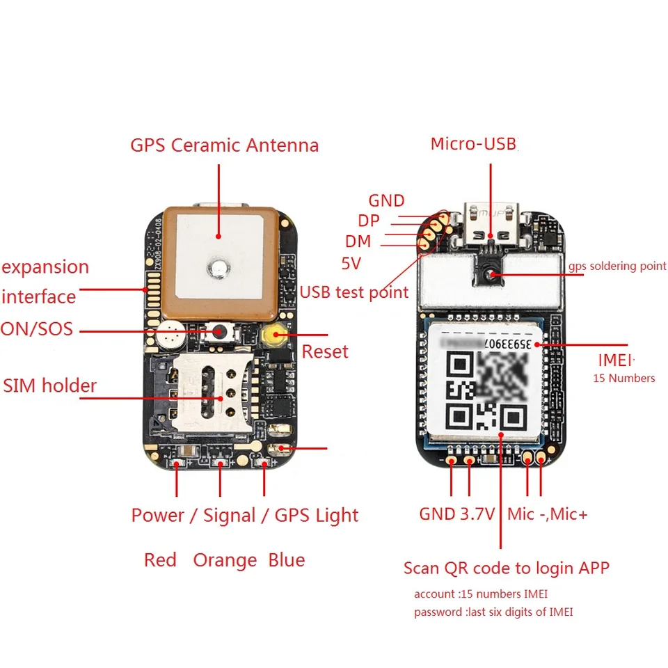 GPS 　小型高性能GPS Mini 4G GPS Tracker ZX908 CAT1 PCBA Chip Board For Vehicle Car