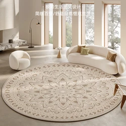 Minimalist Living Room Decoration Round Carpet Large Area Anti-slip Lounge Rug French Style Rugs for Bedroom Thick Washable Mat
