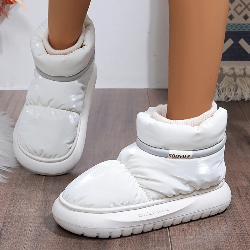 Women's 2024 Winter Warm Plush Cotton Padded Shoes Thick Bottom Waterproof Down Snow Boots Woman Non-Slip Platform Ankle Boots