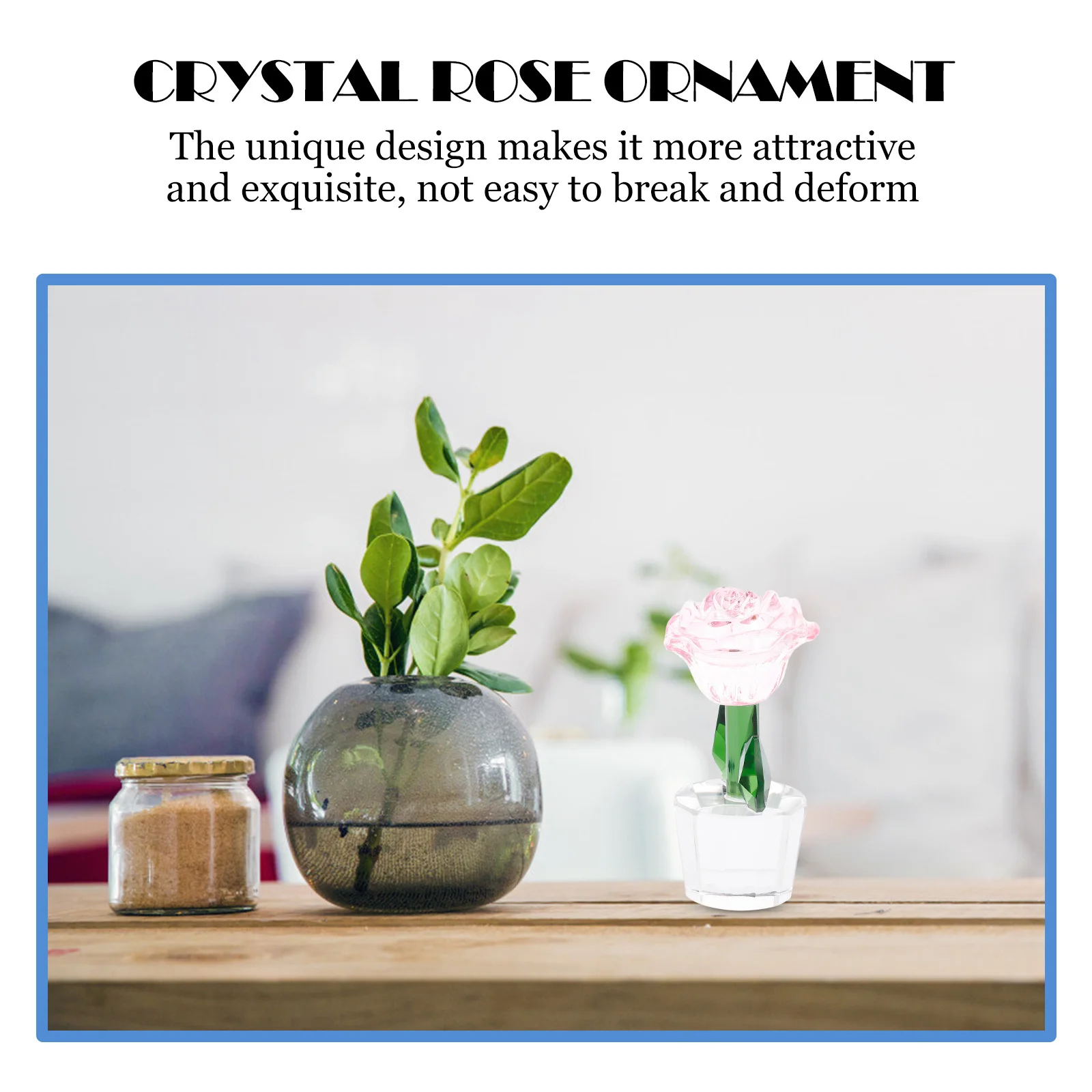 

Crystal Rose Decor 3D Illuminated LED Base Elegant Flower Ornament for Home Office Desk Valentine Gift Crystal Adorn