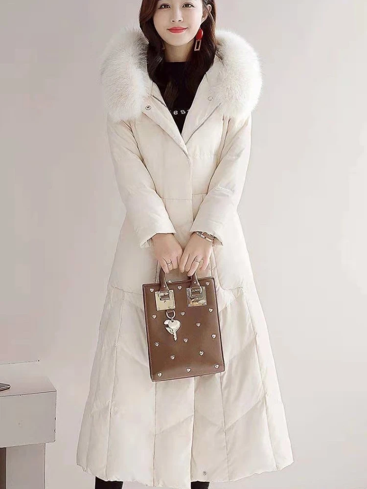 

Новинка 2025 года, зимнее пальто, пуховая стеганая куртка, женские парки с меховым воротником, толстые хлопковые пальто с капюшоном, черная повседневная верхняя одежда, женская одежда