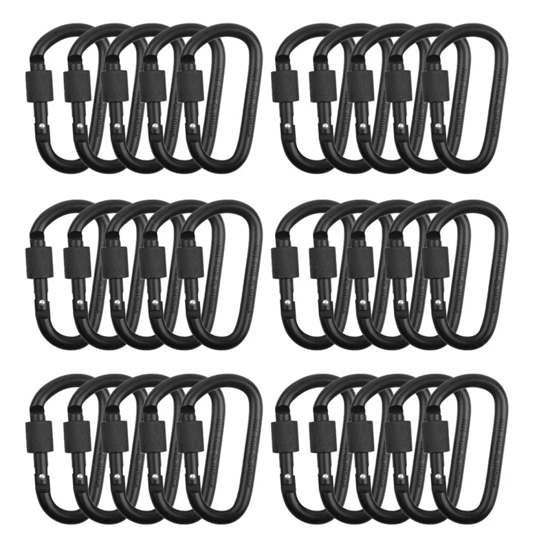 

30Pcs Metal Mountaineering Buckle D Ring Spring Buckle Key Chain Hook With 7.62Cm Screw Cap Travel Supplies