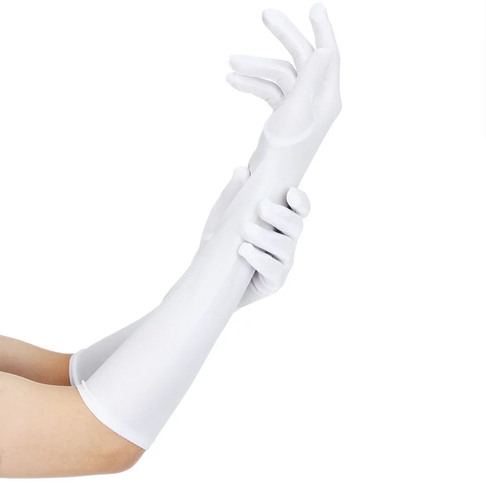 Autumn And Winter New Satin Long White Bridal Gloves Plain All-Finger Wedding Gloves Wedding White Gloves Performance