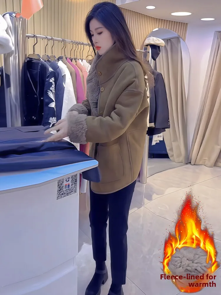 독특한 디자인의 아름다운 여성용 루즈핏 플러스 사이즈 따뜻한 롱 셔츠, 초겨울 출퇴근용