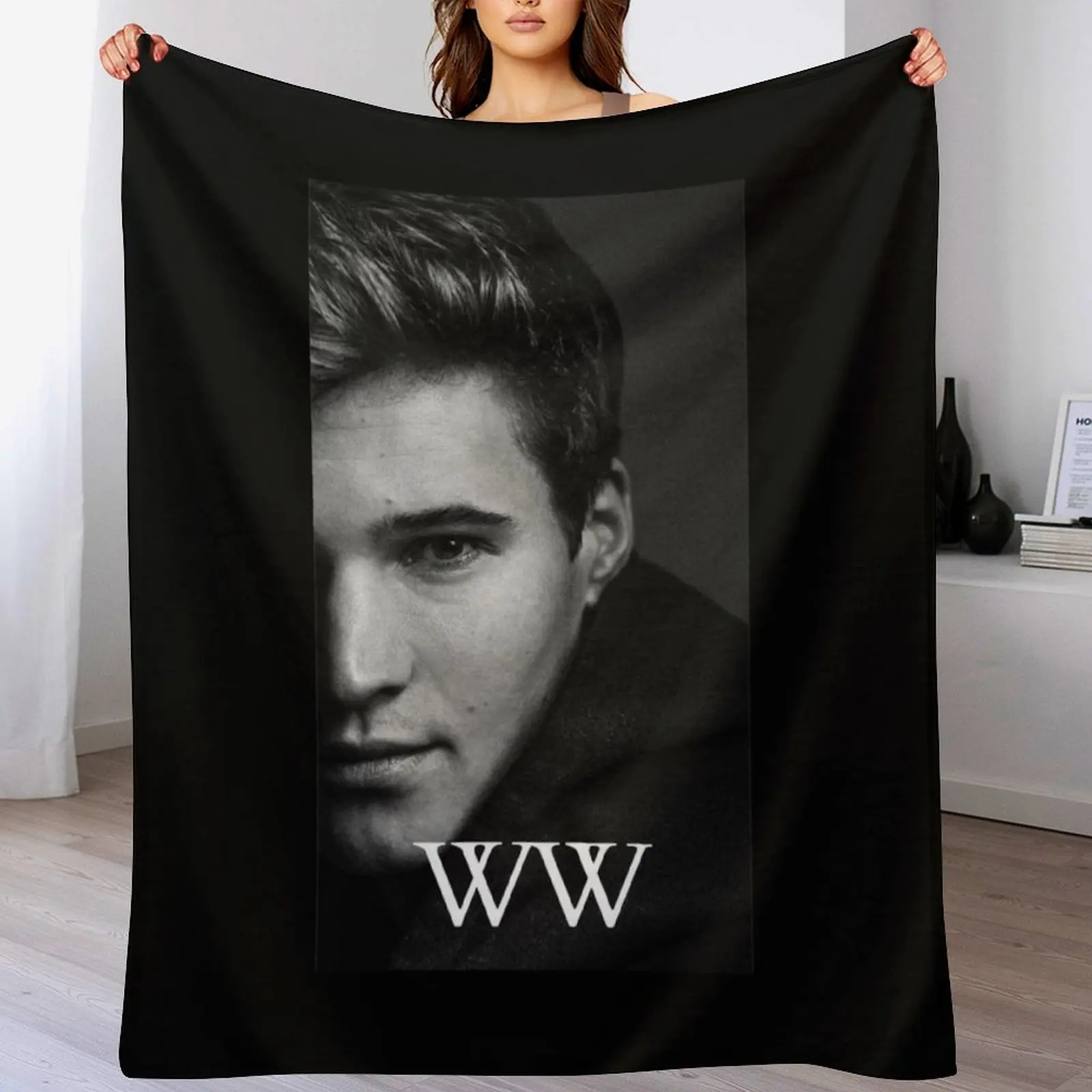 Wincent Weiss Black & white Throw Blanket Shaggy For Decorative Sofa Plaid Blankets