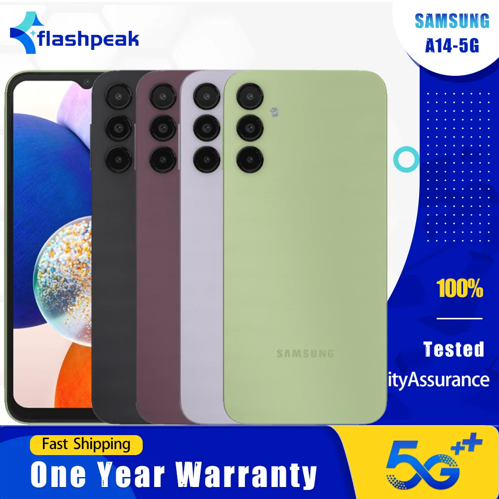 Samsung ? téléphone portable d'origine Galaxy A14 A146U 5G, 6.6 pouces, 4 go de RAM, 64 go de ROM, 50mp + 13mp, 1080p @ 30fps, vidéo Octa Core, Android Samsung ? téléphone portable d'origine Galaxy A14 A146U 5G, 6.6 pouces, 4 go de RAM, 64 go de ROM, 50mp + 13mp, 1080p @ 30fps, vidéo Octa Core, Android