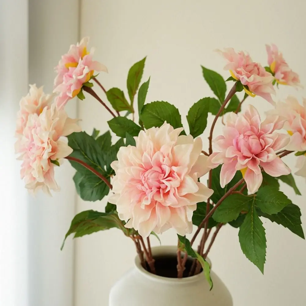 Colorful Artificial Dahlia Flower Handmade Floral Arrangement Material Real Touch Dahlia Silk Dahlia Branch Table Vase Decor