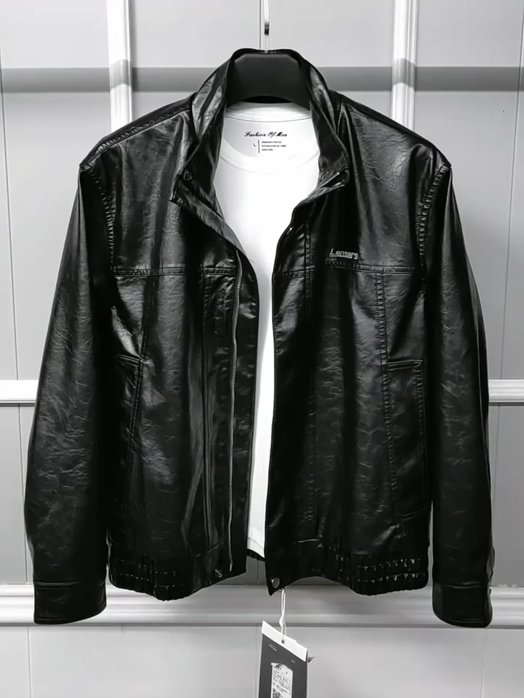 

Мужская осенняя куртка из искусственной кожи с воротником-стойкой, комфортная, высококачественная, модная, приталенная, антибактериальная, молодежная верхняя одежда