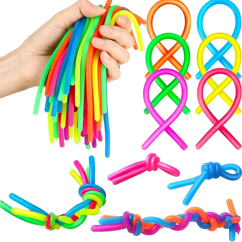 20PCS Fidget Stretchy Noodles Sensory Stress Relief ADHD Autism Anxiety Therapy Kids Toys Birthday Gifts For Party Favors