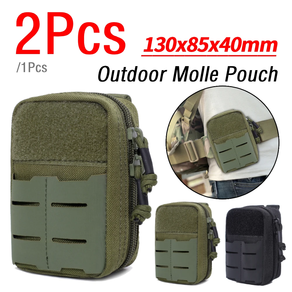

1/2Pcs Outdoor Molle Pouch Utility EDC Pouch Multi-Purpose Belt Bag with Hook and Loop Fastener Waist Bag for Hunting Camping