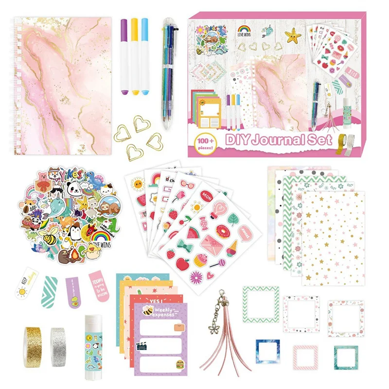 

Набор журналов P4-DIY, набор принадлежностей для скрапбукинга и дневника, модные вещи для девочек-подростков, идеи подарков на день рождения для девочек, розовый, высокое качество