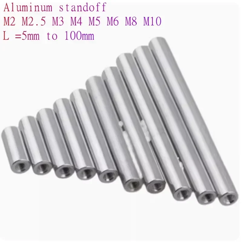 2pcs-10pcs/lot M2 M2.5 M3 M4 M5 M6 M8 M10*L Round aluminum standoff spacer Stud extend long nut  L=6mm TO 100m