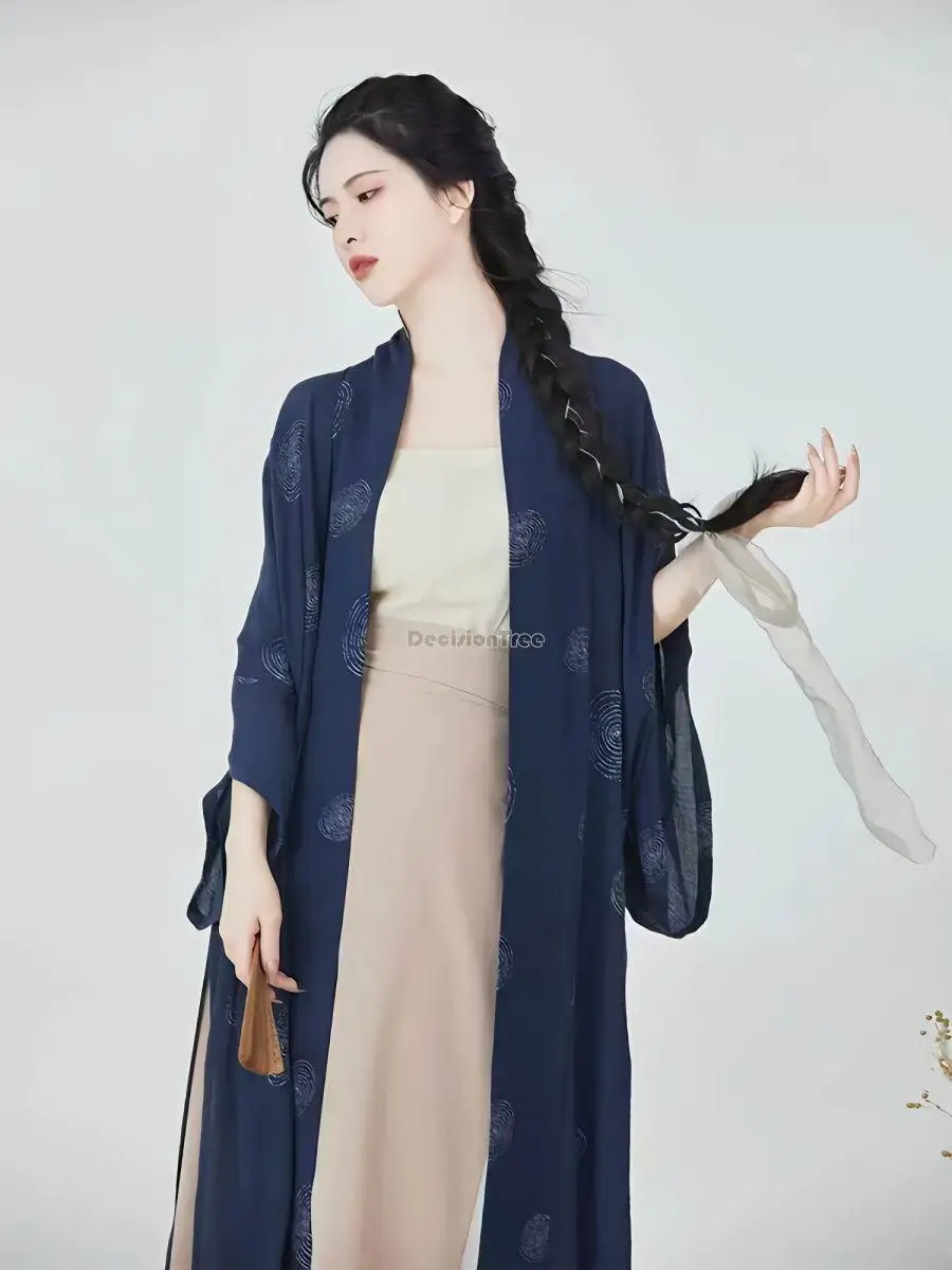 

chinese Original song dynasty Changgan Temple hanfu hand collar changshan song hakama women hanfu coat camisole and skirt set