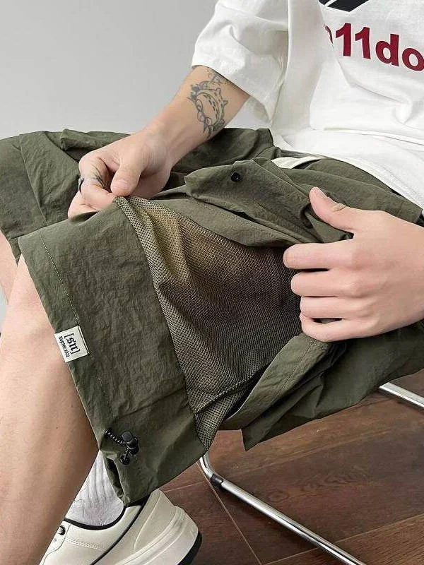 

Американские ретро-шорты для мужчин, летние, для активного отдыха, из быстросохнущего нейлона, прямые, средней длины, для спорта