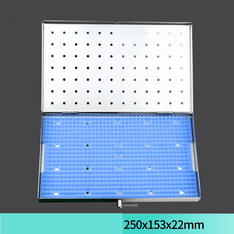 stainless steel sterilization case disinfection box Silicone mat sterilize instrument holder Surgical tools Autoclavable tray