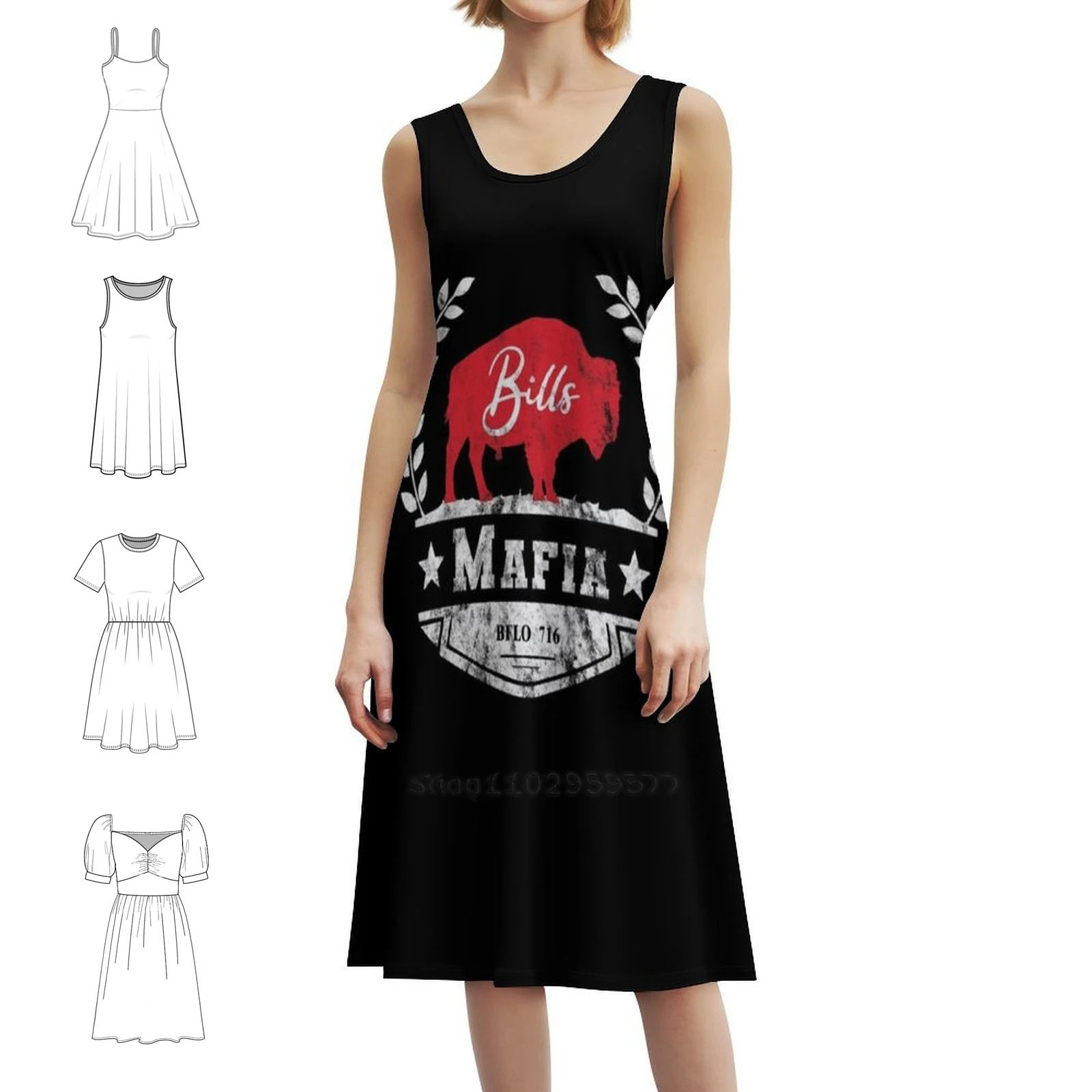 

Bills Mafia 716 New York Bflo Женское уличное платье в стиле хип-хоп с графическим принтом Одежда для вечеринок и клубов Футбольные Bills Mafia New York Josh