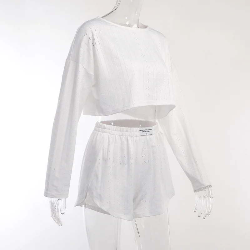 Frauen Pyjamas Set Nachtwäsche Frühling Langarm Tops Mit Shorts Hause Kleidung 2-teilige Sets Pyjama Femme Loungewear Pijama Mujer – Detail 18