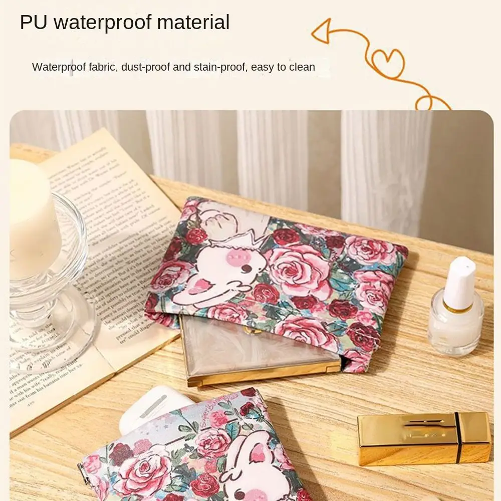 Automatic Closing Coin Purses Portable Waterproof Bunny Print Coin Pouch PU Cosmetic Bag Women