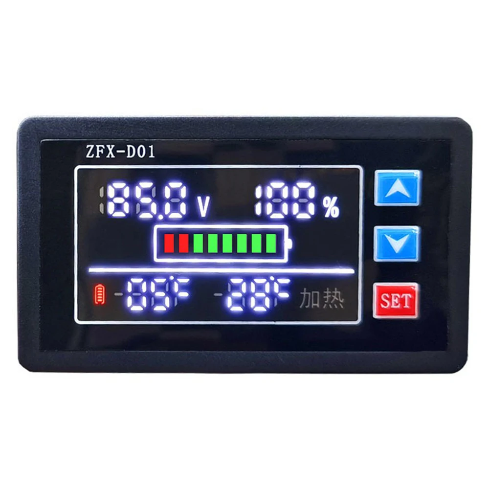 DC9V-100V Battery Capacity Indicator Battery Voltmeter Volt Temp Battery Monitor Lead-acid Lithium Detector 12V 24V 48V 72V 84V