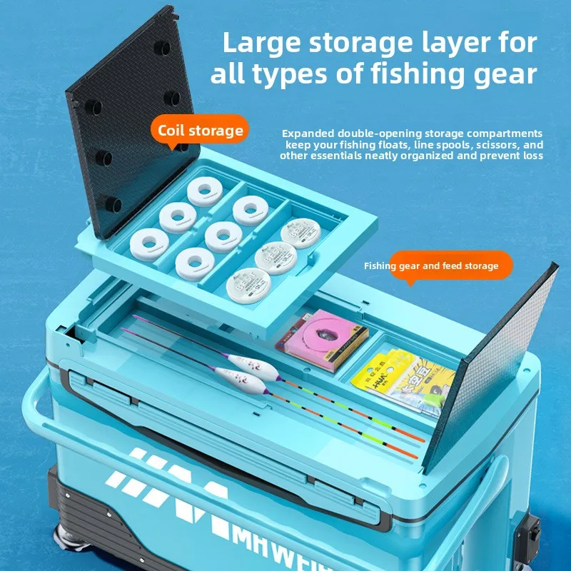 New Lightweight All-Terrain Fishing Box 4-Corner Adjustable Legs, Integrated Thickened Tackle Box, Strong Load Scratch-Resistant