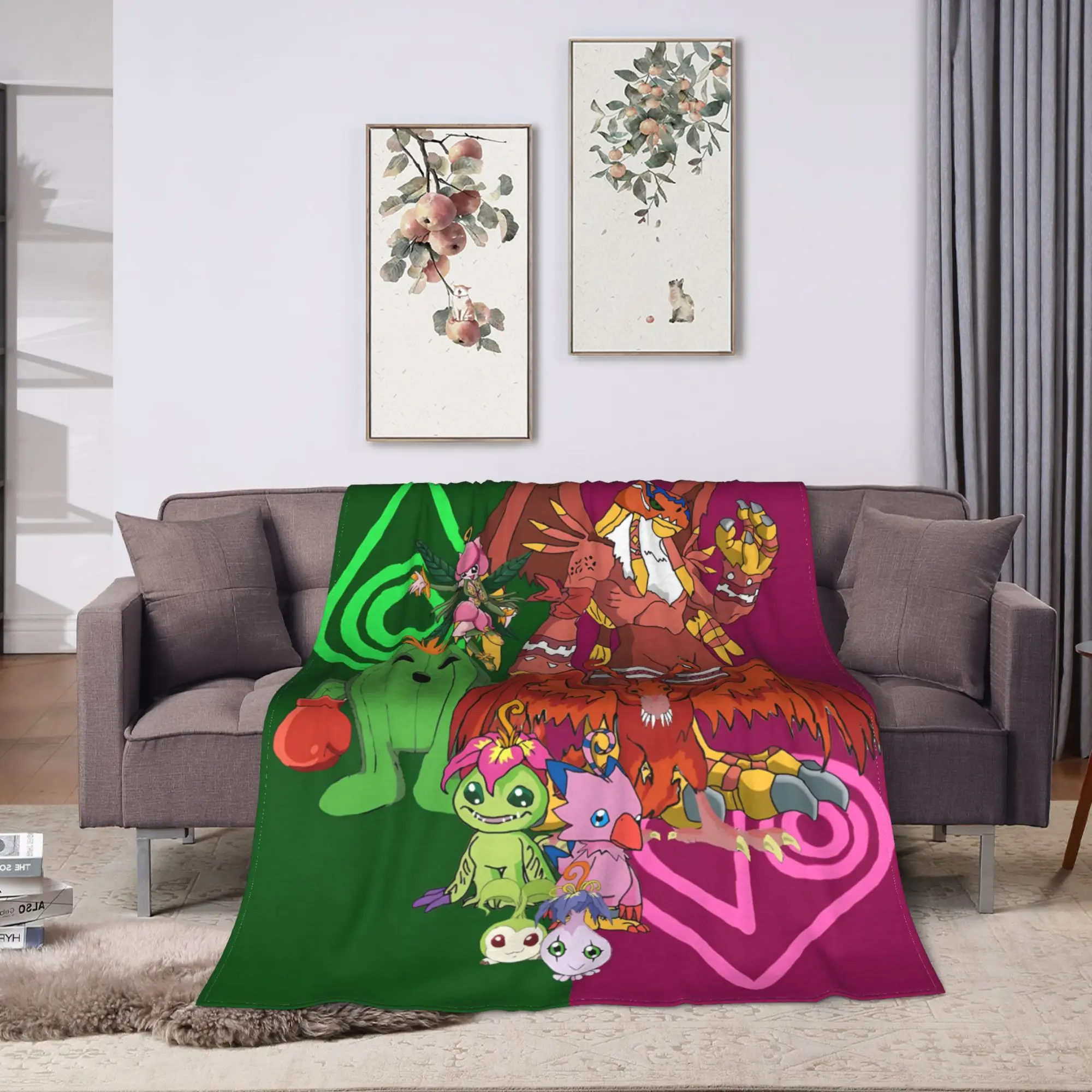 Soft Warm Blanket Travel Office Anime Digimon Adventure Bedding Throws  Flannel Bedspread For Couch Chair Pattern Sofa Bed Cover