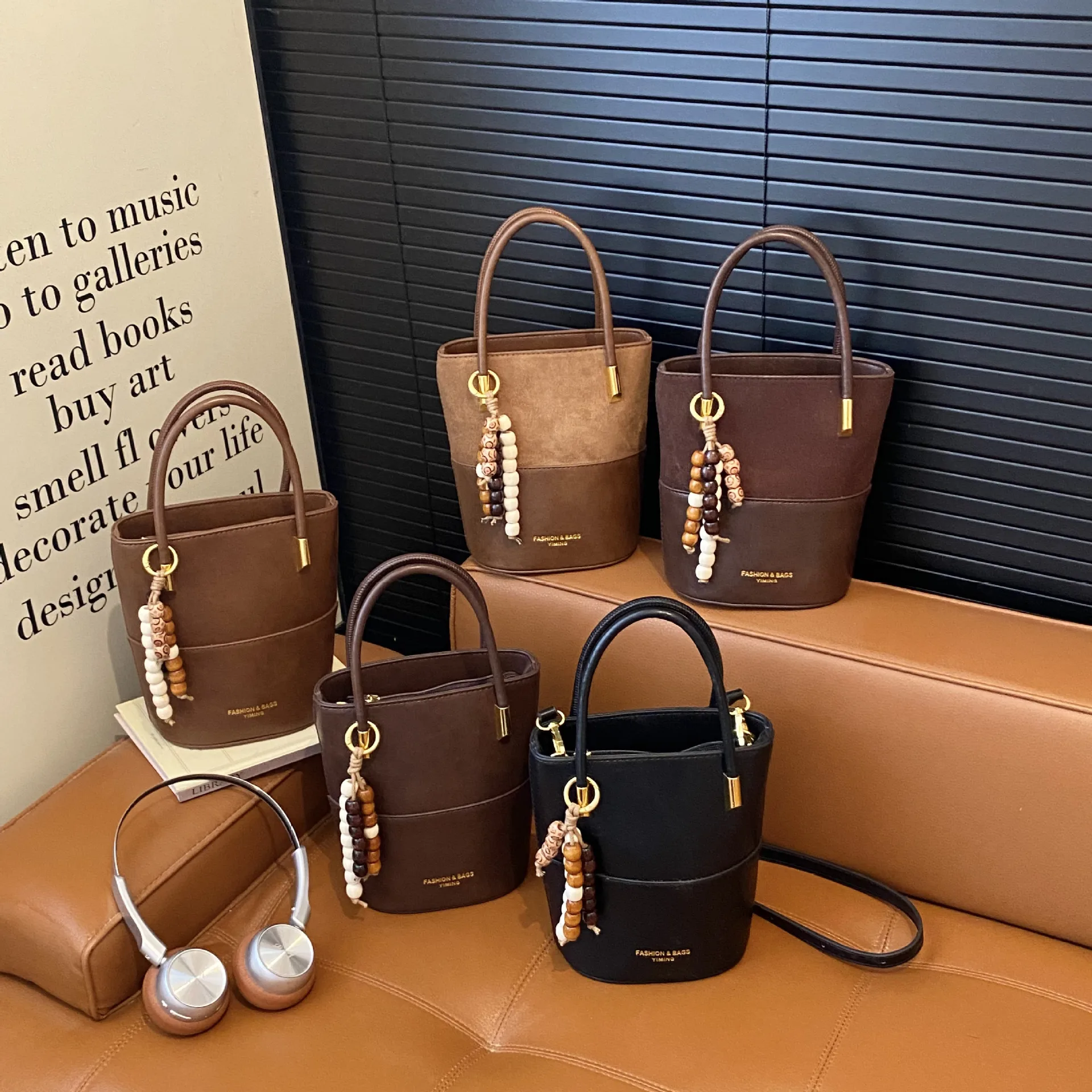 

Premium Suede Bucket Bag - Retro Women's Crossbody Shoulder Handbag with Soft Luxe Texture