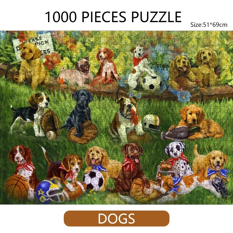 69*51cm 1000PCS Paper Jigsaw Puzzle Pet Garden Animals Painting Educational Entertainment Adult Children Toys Christmas Gift