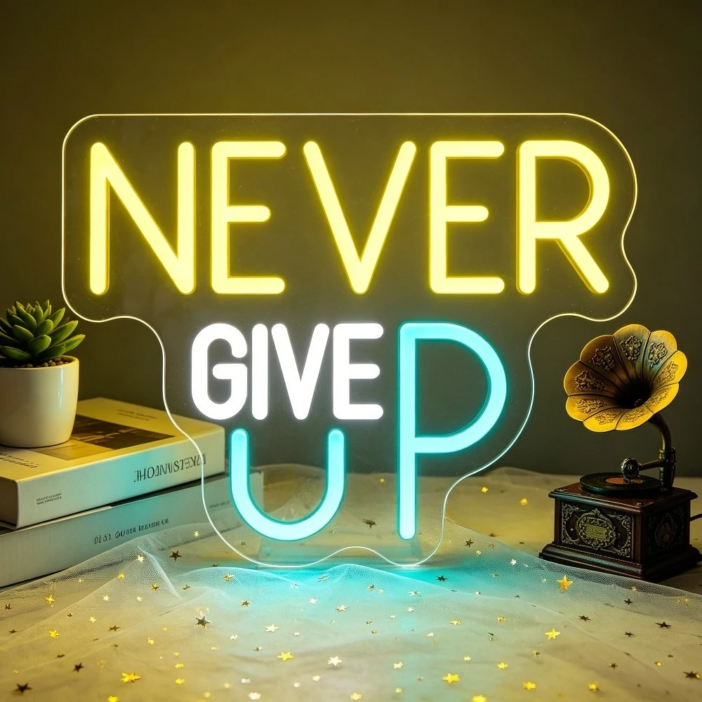 決して諦めないでください-モチベーションを高めるledネオンサイン-usb調光式ネオンライト-ジムの壁-自宅-オフィスの装飾-ワークアウトルーム-インスピレーションを与えるギフト