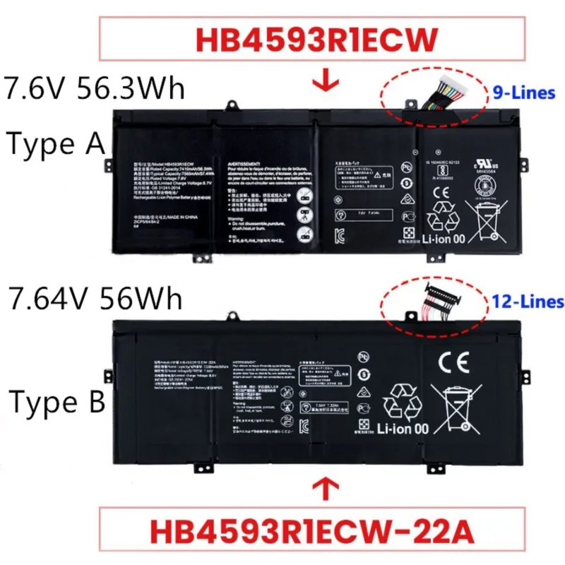 Imagem -06 - Bateria para Huawei Livro de Mate Hb4593r1ecw Supstone 14 2023 2023 Amd R5r7klvl-wfe9wdh9wfh9kprc-w10kpr-w19 Mach-w19b W29b W29c