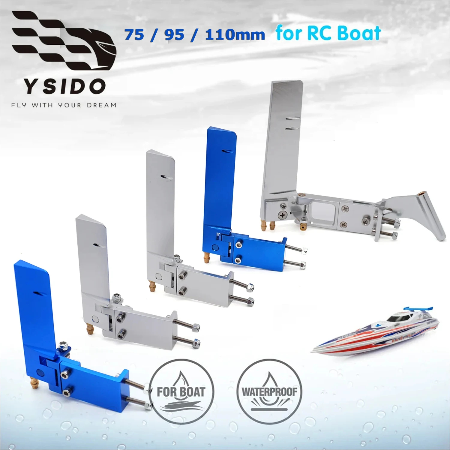 RC Boote Ruder 110mm 95mm 75mm Ruder Halterung Strut Aluminium Legierung für 4mm Flexible Welle RC Boot Bürstenlosen Elektrische Boot Teile