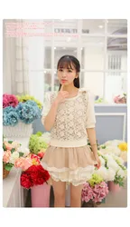 Sales Japan Liz Lisa Lace Cotton Hollow Out Bow Shoulder Half Sleeve Tee Shirts