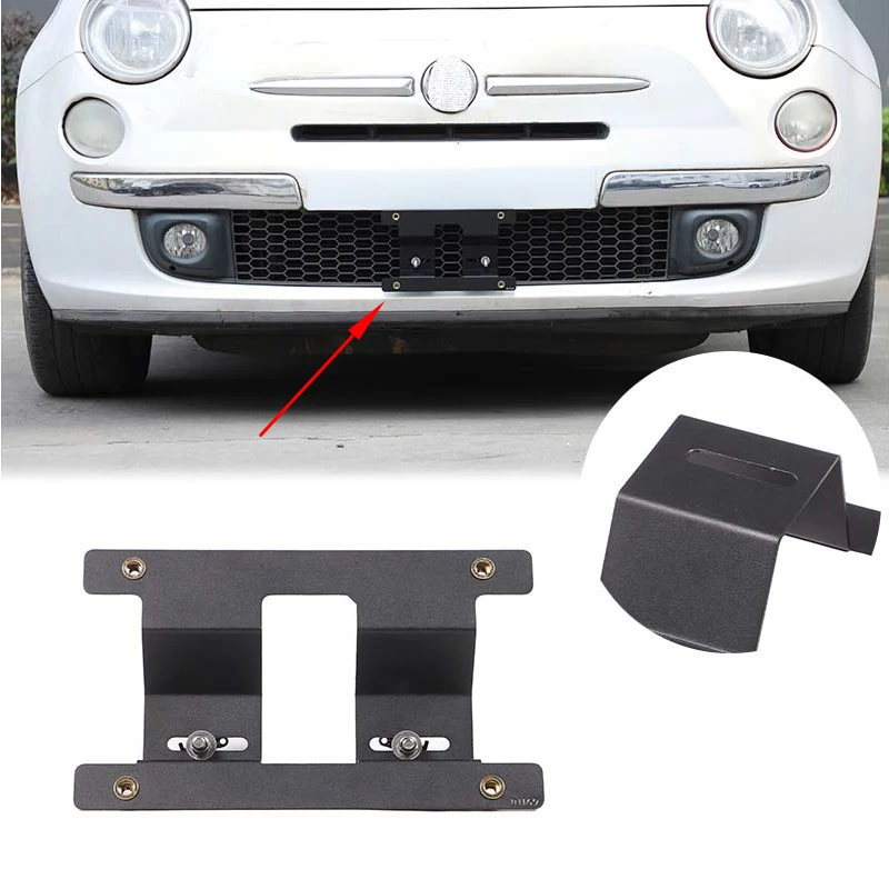 

Для Fiat 500 2007-2024: рамка для переднего номерного знака, кронштейн для номерного знака, основание, аксессуары для стайлинга автомобиля, из углеродистой стали, американская версия.