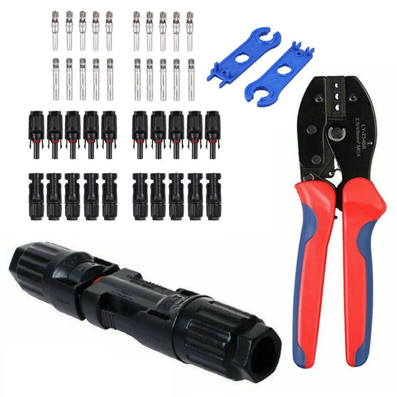 Imagem -02 - Solar Crimp Tool Kit Chave Chave Conector pv Crimper Wire Stripper Crimping Cutters Alicates Conjunto de Ferramentas 12 Pares