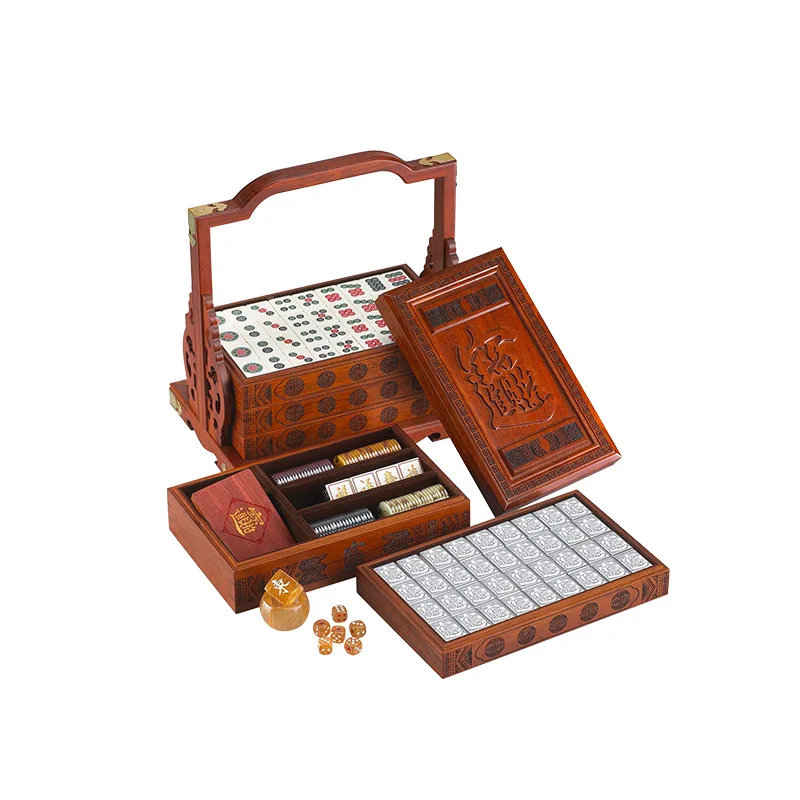 

Household hand rubbing , high-end gift rosewood box 42mm lucky treasure mahjong tiles