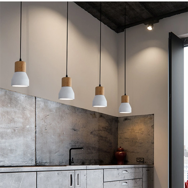 New Macaron Colors Indoor Cement Pendant Lights For Restaurant Kitchen Home Ceiling Lamp Vintage Hanging Light Lighting Fixtures