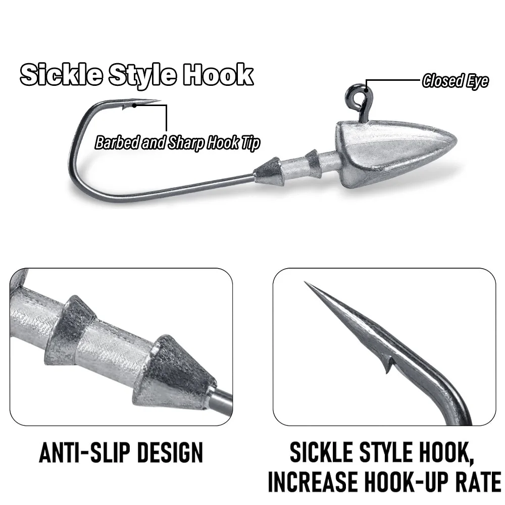 Jig Head de plomo para Texas Rig – Anzuelo afilado para vinilo - imagen 3