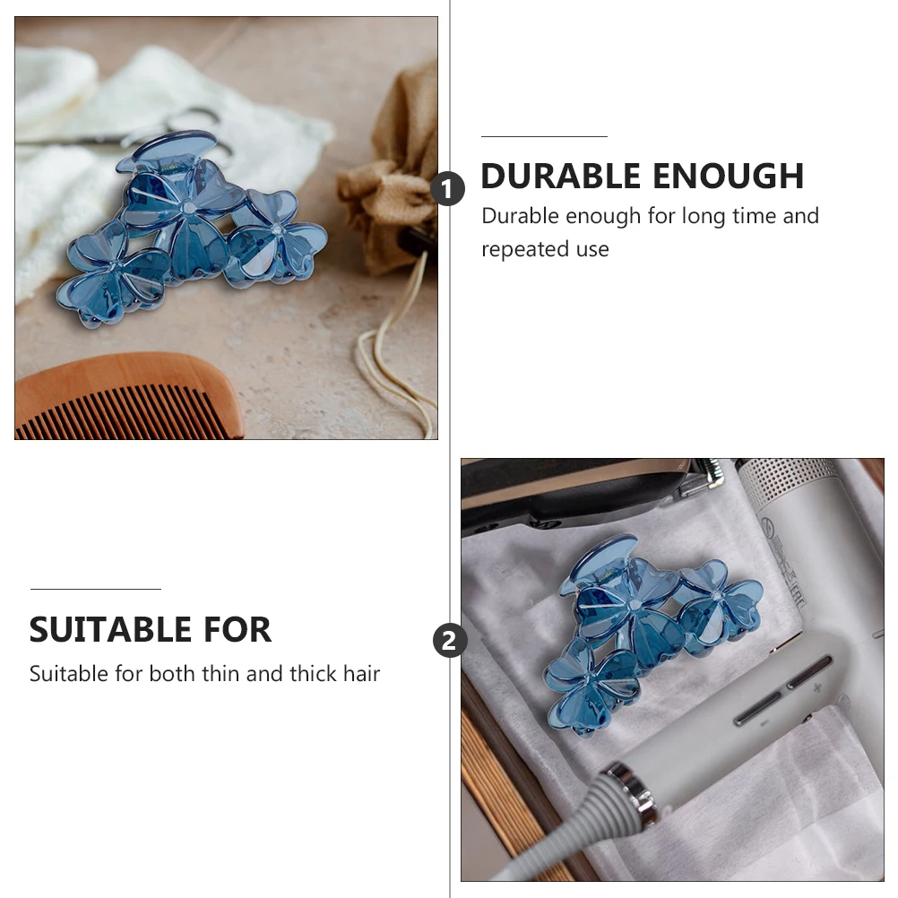 

2Pcs Resin Hair Clips Hollow Out Blue Headdress nament Durable Wide Application Party Ceremonies Banquet Daily Life Fashion